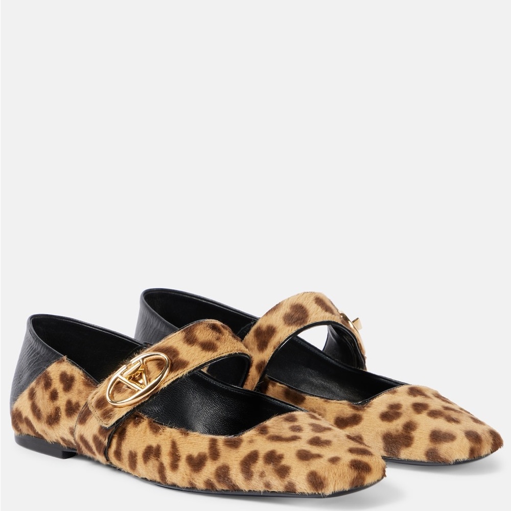 Valentino Animal Print Flats with Gold Accent size 39.5